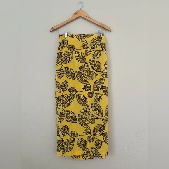 ZARA linen blend leaf skirt